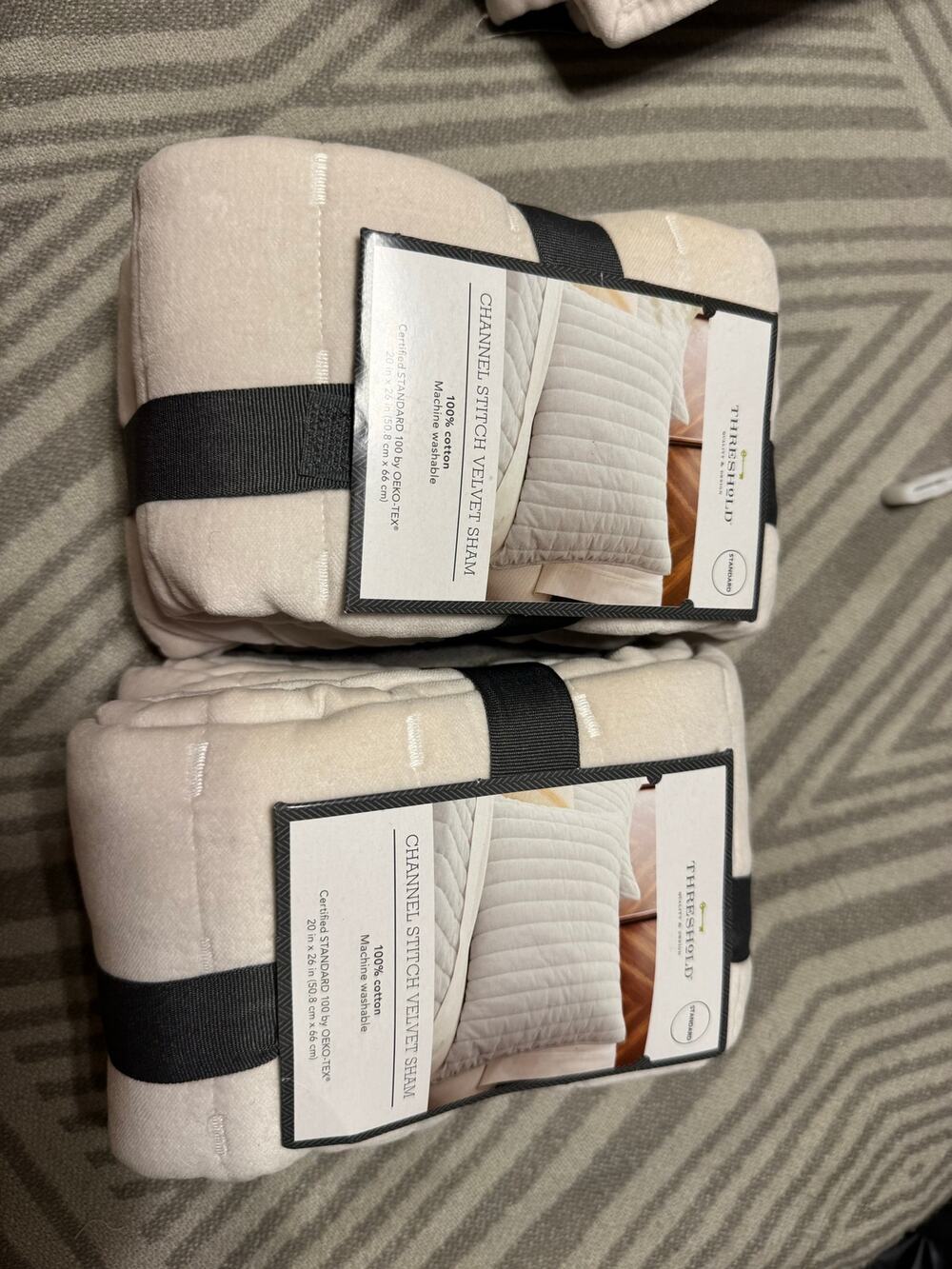 Set of 2 Threshold Standard Channel Stitch Velvet Quilt Shams Cream Off-White